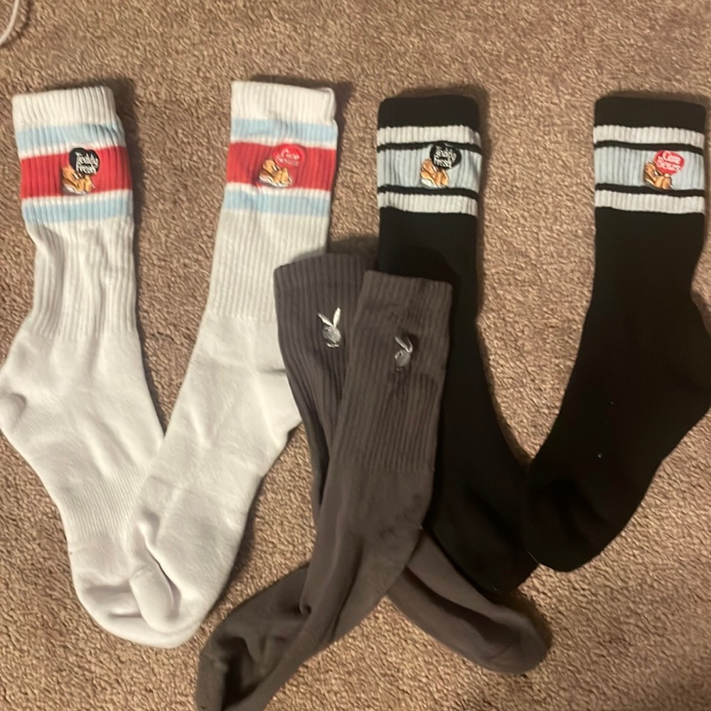 Teddy Fresh X Carebear Striped Crew Long Tube Socks + Free Playboy socks